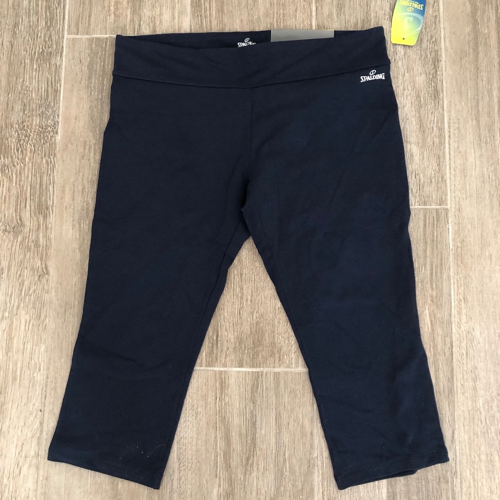 NWT Spalding Women's Navy Active Capri Legging XL